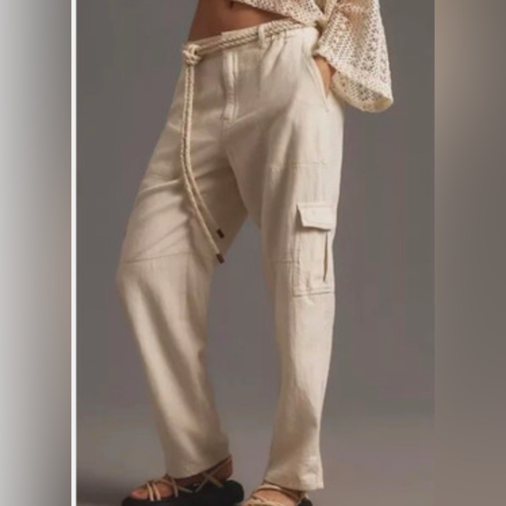Anthropologie Pilcro Womens Size L Linen Blend Beach Cargo Pants